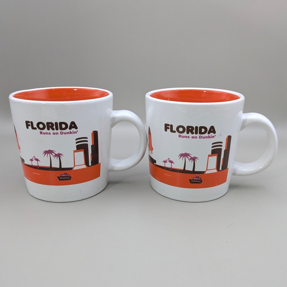 2013 Dunkin' Donuts State Collection Destination Florida Coffee Mug - Set of 2